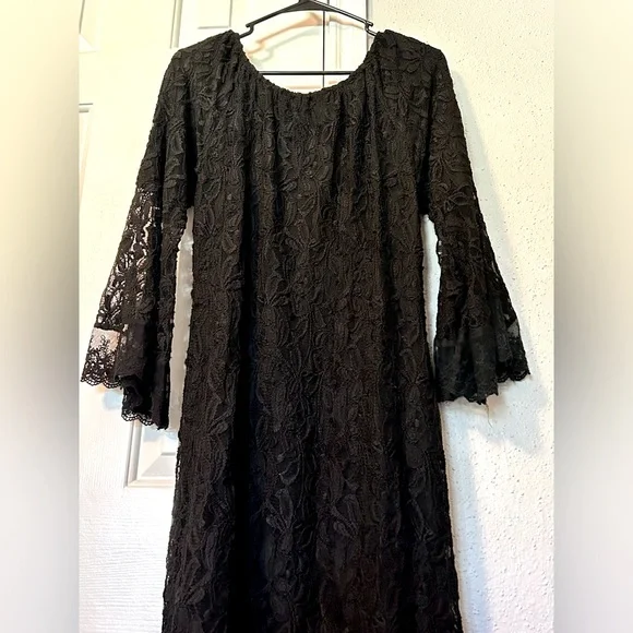 L&B Black Lace Western Style Dress Size S/M - Picture 14 of 16